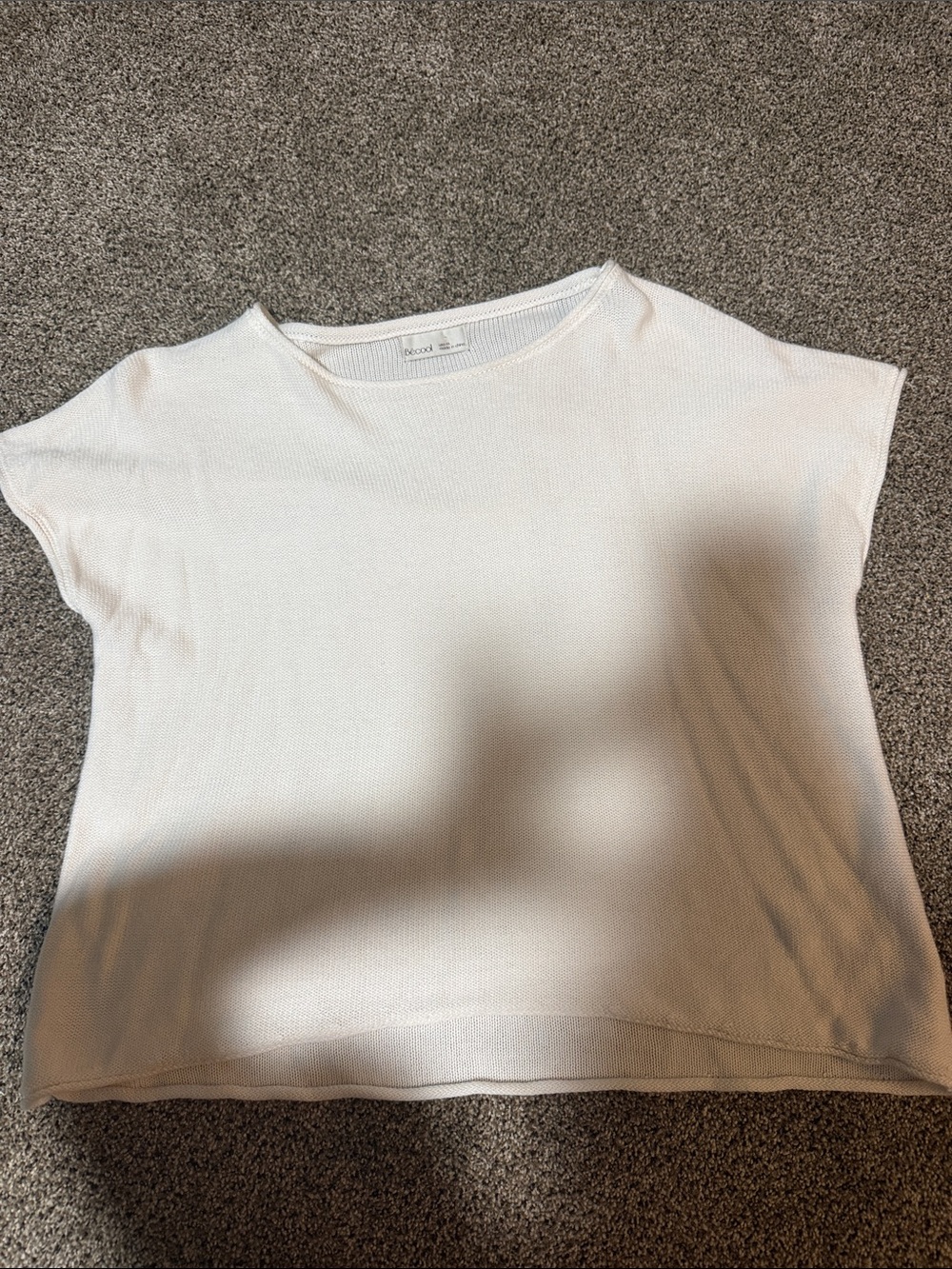Women's White Knit Boxy Top